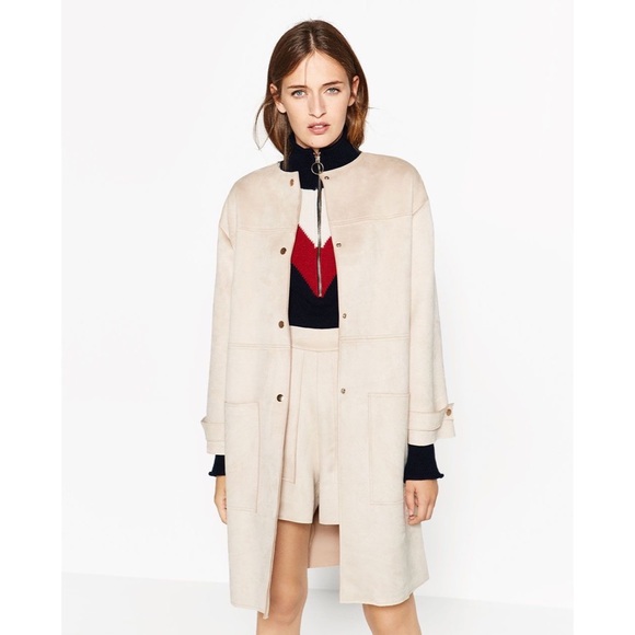 Zara Faux Suede Jacket Trench - Picture 2 of 10